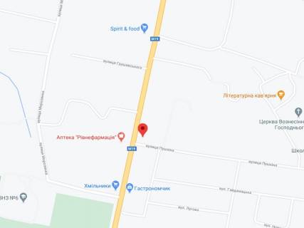 Видеоборд A в Дубно Грушевського вул., 171Б, аптека "Волиньфарм", прайс за ролик 10 сек 1 вихід/5 хвилин, на двосторонньому екрані, від 144 виходів на день. Розрахунок для інших параметрів трансляції уточнюйте у менеджера. - 301347 схема