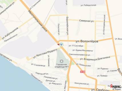Билборд B в Бердянске Мелитопольское шоссе - 17-го Сентября ул. схема