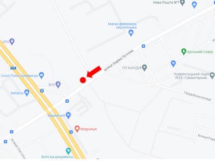 Билборд A в Кременчуге, 3x6  Пугачова вул., заїзд до заводу "КРАЗ" схема