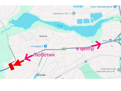Билборд A в Песочине, 3x6  с. Пісочин, Полтавський шлях - Автомобільна вул., з центру схема