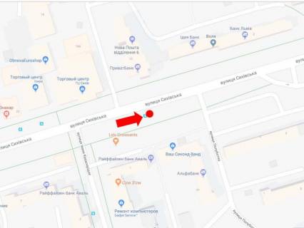 Сiтiлайт  у Львові, 1.8x1.2  Сихівська вул., 5, зуп. "Кавалерідзе", навпроти ТЦ "Сихів", в сторону вул. Зеленої схема