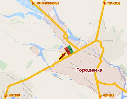 Билборд B в Городенке, 3х6  м.Городенка (сирзавод) ст.Б схема