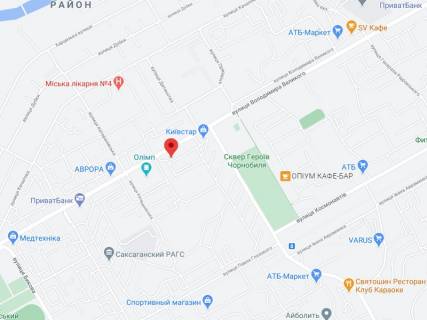 Видеоборд A в Кривом Роге Володимира Великого вул. (стара назва Мелешкіна вул.), 24/67, аптека "Мед Сервіс", №Дн073, прайс за ролик 10 сек 1 вихід/5 хвилин, з 8:00-22:00. Розрахунок для інших параметрів трансляції уточнюйте у менеджера. - 301409 схема