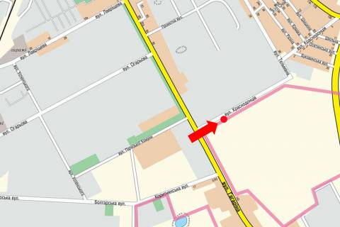 Билборд A в Ужгороде, 3x6  Краснодонців вул., в бік ринку схема