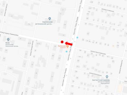 Билборд A в Харькове, 3x6  Камишева вул. - просп. Льва Ландау (50-річчя СРСР), на світлофорі, в сторону вул. Ак. Павлова схема