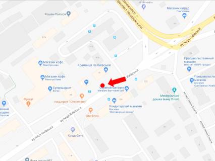 Ситилайт A в Житомире, 1.8x1.2  Київська вул., 91, зупинка "Автовокзал", в центр схема