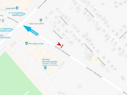 Билборд B в Харькове, 3x6  просп. Ювілейний (П'ятдесятиріччя ВЛКСМ ) - Загородній в'їзд, 18, з центру схема
