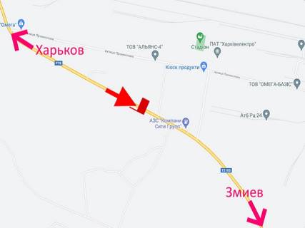 Билборд A в Васищеве, 3x6  Промислова вул., смт Васищеве, біля АЗС, (1), у бік м. Зміїв схема
