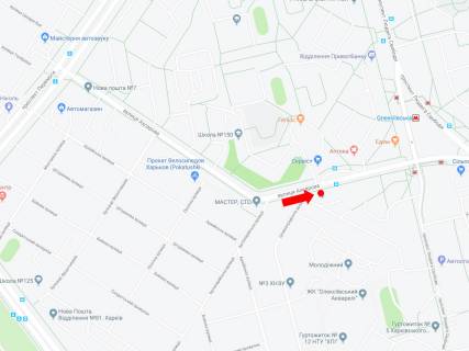 Билборд  в Харькове, 3x6  Ахсарова вул. - вул. Целіноградська, в сторону ст.м. "Олексіївська", пр. Свободи схема