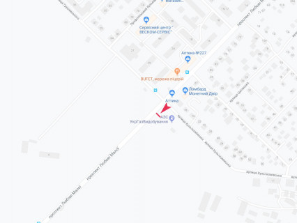 Billboard B in Kharkiv, 3x6  просп. Любові Малої (Постишева). - Баварська вул., з центру scheme