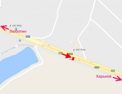 Билборд A в Коротыче, 3x6  Траса Київ - Харків, 466 км - с. Коротич, АЗС "Лілія", у бік м. Харків схема