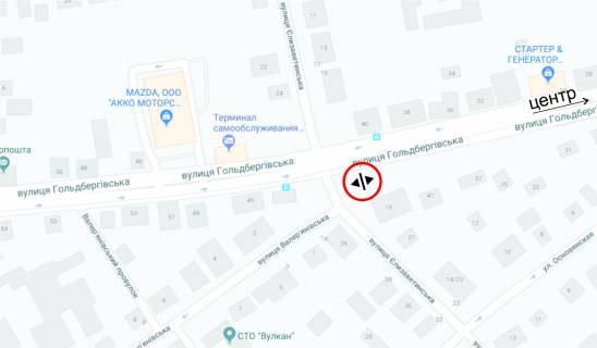 Билборд A в Харькове Єлизаветинська вул., 19 - Гольдбергівська вул. (колиш. вул. 1-ї кінної армії) схема