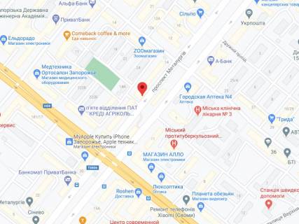 Видеоборд A у Запоріжжі Металургів пр., 14, аптека "Мед Сервіс", №Дн128, прайс за ролик 10 сек 1 вихід/5 хвилин, з 8:00-22:00. Розрахунок для інших параметрів трансляції уточнюйте у менеджера. - 301363 схема