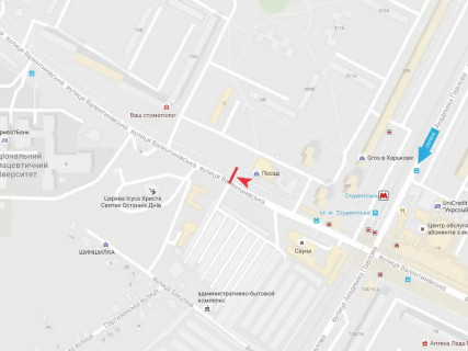 Білборд, Бігборд (Борд)  A у Харкові, 3x6  Валентинівська вул.,15, в центр схема