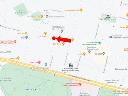 Ситилайт  в Киеве, 1.8x1.2  Хмельницького вул., 37/2 - вул. Пирогова, біля консульства Чехії, в сторону вул. Гончара схема