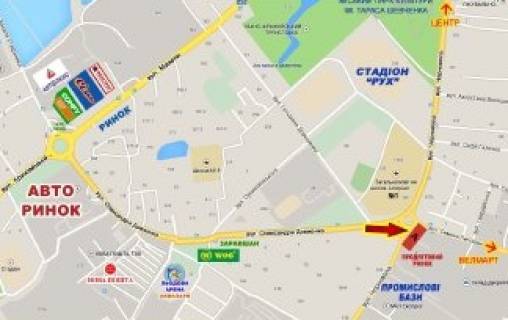 Билборд  в Ивано-Франковске, 3x6  Чорновола вул. - Довженка вул., біля базару, правий схема