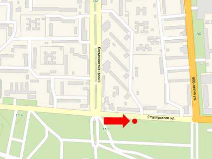 Билборд A в Виннице, 3x6  Первозванного вул. (кол. Стахурського вул.), 6, в центр схема