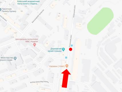 Ситилайт  в Киеве, 1.8x1.2  Кловський узвіз, 7, в сторону вул. Інститутської схема