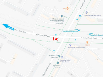 Билборд B в Харькове, 3x6  Нескорених (кол. Героїв Праці) вул. - Гвардійців-Широнінців вул., 69/42, в центр схема