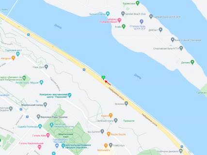 Скроллер A в Киеве Набережне шосе, 1 км до Паркового (Пішохідного) мосту, в сторону Поштової пл. - 395530 схема