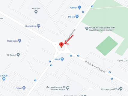 Білборд, Бігборд (Борд)  A у Луцьку Конякіна вул. - Захисників України (колишня Гордіюк) вул. схема