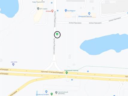 Билборд A в Киеве Йорданська вул. (Лайоша Гавро). - Приозерна вул., від Бандери пр. (колиш. Московський) схема
