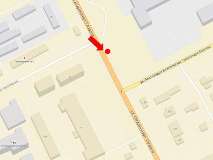 Билборд  в Ужгороде, 3x6  Карпатської України (Гагаріна) вул. / Мартина вул. (кол. Паризької комуни вул.), біля АЗС "ОККО", з центру схема