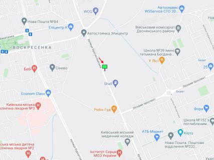 Билборд B в Киеве Братиславська вул., 150 м перед АЗС "Shell" схема