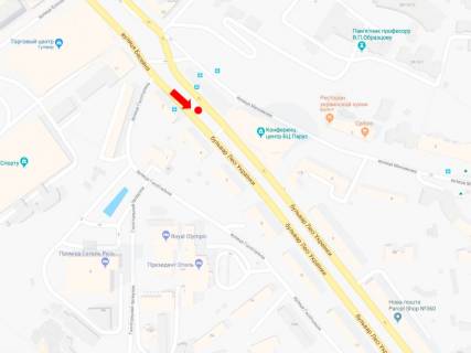 Ситискролл A в Киеве, 1.8x1.2  Українки бул., 2 / вул. Госпітальна, в сторону пл. Л. Українки схема