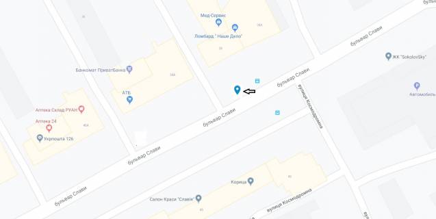 Билборд A в Днепр (Днепропетровск) Слави бул., 28 схема