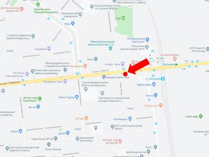 Билборд B в Киеве, 3x6  просп. Берестейський (Перемоги). 106/2, біля супермаркетів "Сільпо", "Фокстрот", "Watsons", з центру схема