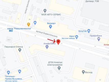 Билборд A в Киеве Бориспільська вул., 6, супермаркети "Велмарт", "АТБ" схема