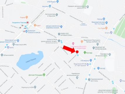 Билборд  в Харькове, 3x6  Василя Стуса вул. (Механізаторська). 21 - Самоцвітна (Сахалінська) вул, в бік пр. Тракторобудівників схема
