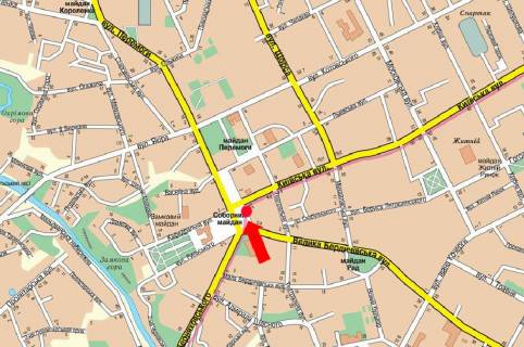 Citylight  in Zhytomyr, 1.8x1.2  Soborna pl., 3 / Kiivs'ka st., bila centru obslugovuvanna abonentiv MTS scheme