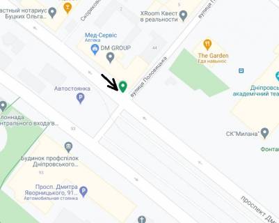 Ситилайт B в Днепр (Днепропетровск), 1.2х1.8  просп. Дмитра Яворницького (Карла Маркса) - вул. Половицька схема