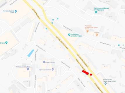 Сiтiлайт B у Києві, 1.8x1.2  Українки бул., 3, на світлофорі, в сторону пл. Л. Українки схема