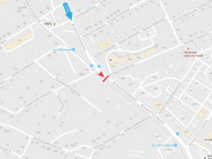 Билборд A в Харькове, 3x6  Клочківська вул. - Очаківський пров., в центр схема
