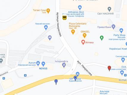 Билборд A в Белой Церкви, 3x4  Некрасова вул., 53-Е, супермаркет "Novus" схема