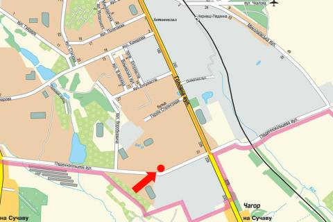 Билборд  в Черновцах, 3x6  Південно-Кільцева вул., 23 / Героїв Крут бул., біля ринку, в бік Головної вул. схема