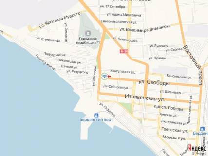 Билборд A в Бердянске Свободы ул., 8 - Западный пр. схема