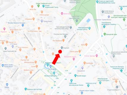 Ситилайт  в Киеве, 1.8x1.2  Костьольна вул. 6, навпроти ресторану "Pache", в сторону вул. Трьохсвятительська схема