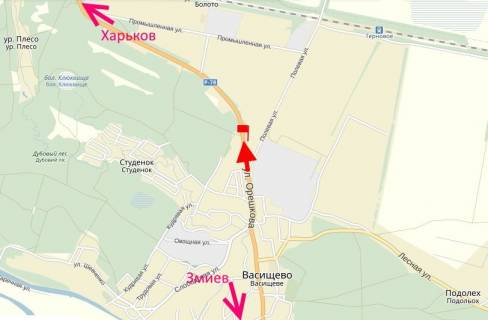 Билборд A в Васищеве, 3x6  с. Васищеве, АЗС "Sun Oil", (1), у бік м. Харків схема