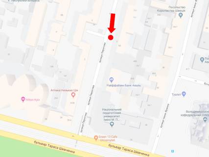 Ситилайт B в Киеве, 1.8x1.2  Пирогова вул., 5а, біля банку "Аваль" в сторону ст.м. "Університет", бул. Шевченко схема