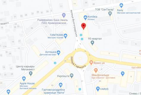 Видеоборд A у Кривому Розі Горького пл. - вул. Вільної Ічкерії (Волгоградська),., 1Д, майдан 95-й квартал (пл. Горького)., Прайс за ролик 10 сек, 1 вихід / 5хвилин c 7:00 до 22:00. Розрахунок інших параметрів уточнюйте у менеджера. - 292439 схема
