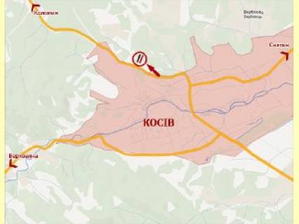 Билборд  в Косове, 3x6  Пістинська дорога , траса Коломия-Косів, (1) схема