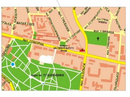 Video Billboard  in Rivne, 3x6  Soborna st. - Knaza Volodimira st., prajs za rolik 10 sek 1 vihid / 3 hvilini, z 8:00-22:00. Rozrahunok dla insih parametriv utocnujte u menedzera. - 416513 scheme