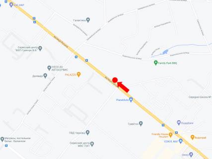 Билборд  в Черновцах, 3x6  Руська вул., 249, біля нічного клубу "Dolce", в центр схема