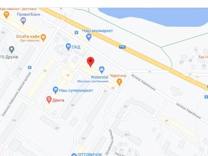 Видеоборд A в Сумах Харківська вул., 38, аптека "Мед Сервіс", №Х025, прайс за ролик 10 сек 1 вихід/5 хвилин, з 8:00-22:00. Розрахунок для інших параметрів трансляції уточнюйте у менеджера. - 301521 схема