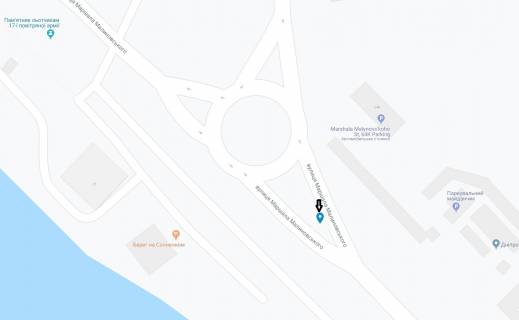 Билборд A в Днепр (Днепропетровск) вул. Сонячна Набережна (Маршала Малиновського)., 64К, на розділовій смузі, в бік Центрального мосту схема