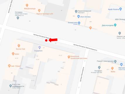 Ситилайт B в Киеве, 1.8x1.2  Хмельницького вул., 29/2 / вул. Франка, навпроти McDonald's, в сторону вул. Гончара схема